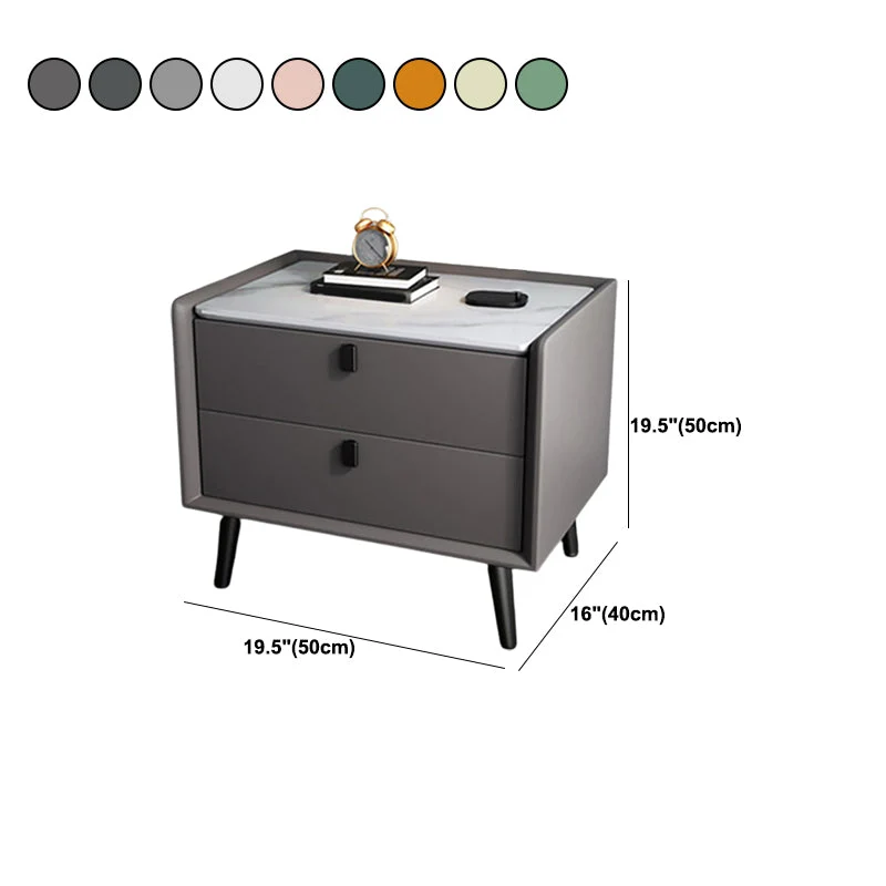 Mesa de noche con 2 cajones de 19,69 pulgadas de alto, mesa decorativa de madera maciza, mesita de noche Azul Clearhalo