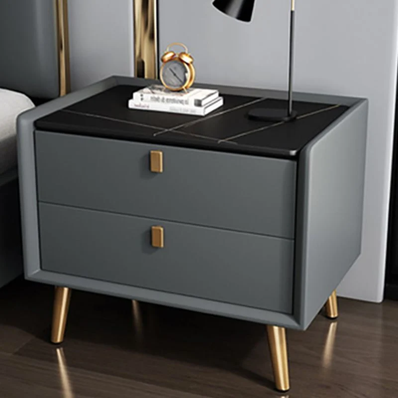 Mesa de noche con 2 cajones de 19,69 pulgadas de alto, mesa decorativa de madera maciza, mesita de noche Azul Clearhalo