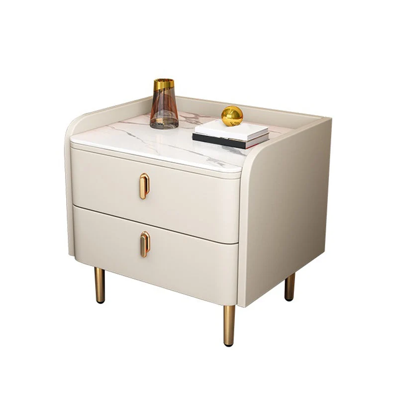 Mesa de noche con 2 cajones Glam Accent Mesita de noche con acabado antiguo Verde Clearhalo