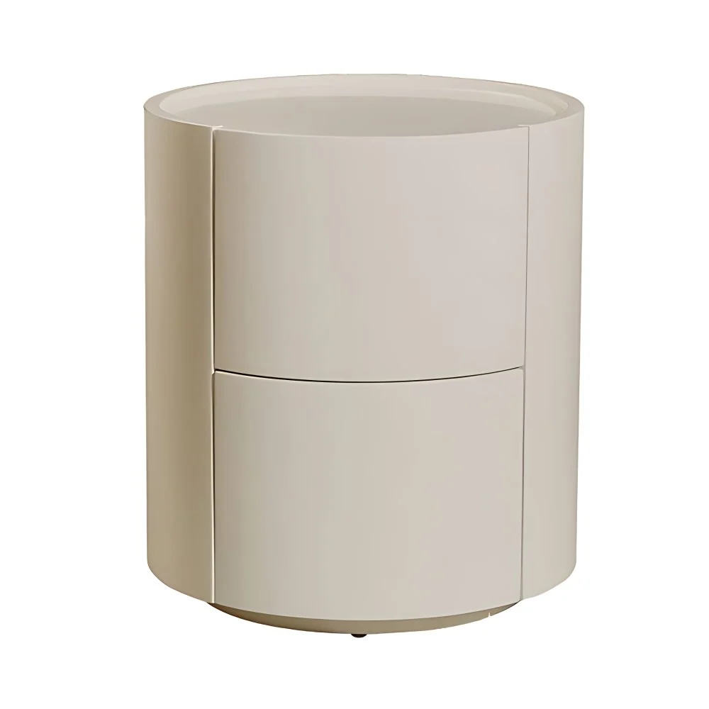 Mesa de noche contemporánea con almacenamiento y 2 cajones Blanco Clearhalo