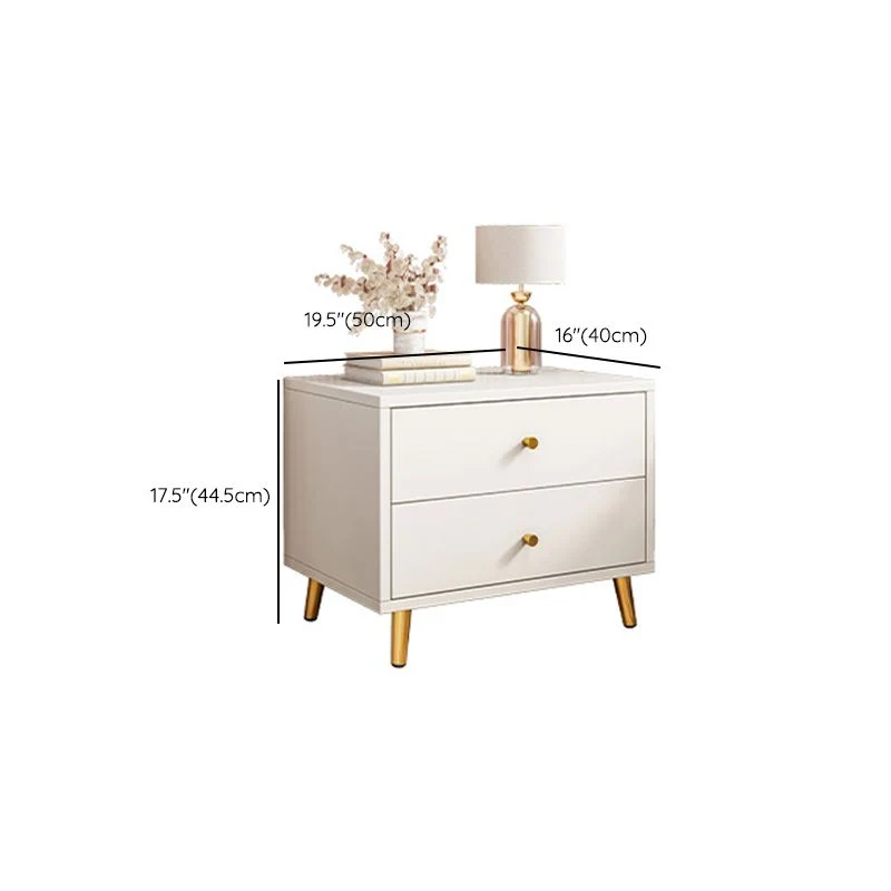 Mesa de noche contemporánea de madera maciza con cajón y almacenamiento Blanco Clearhalo