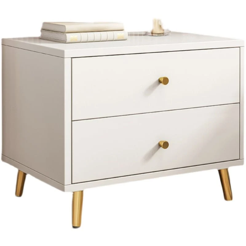 Mesa de noche contemporánea de madera maciza con cajón y almacenamiento Blanco Clearhalo