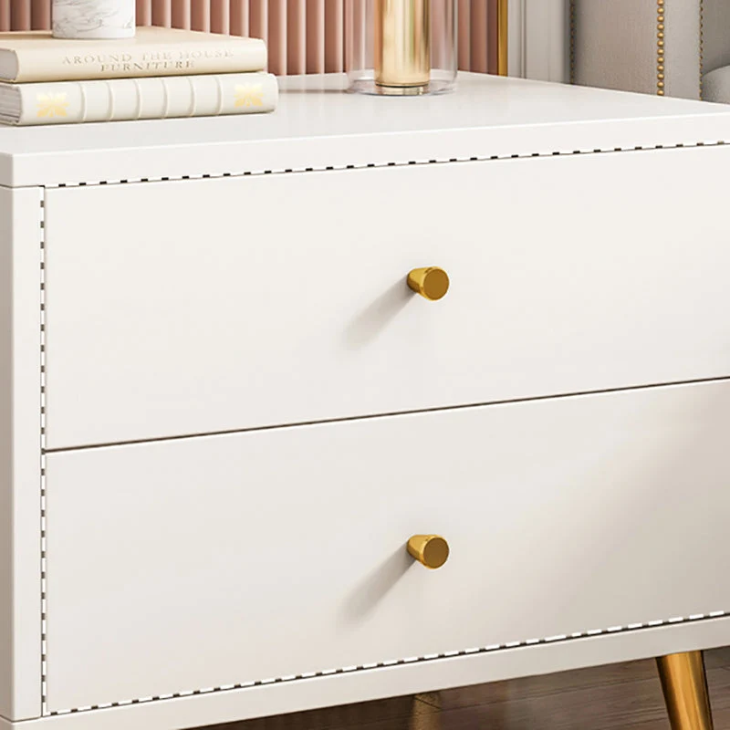 Mesa de noche contemporánea de madera maciza con cajón y almacenamiento Blanco Clearhalo