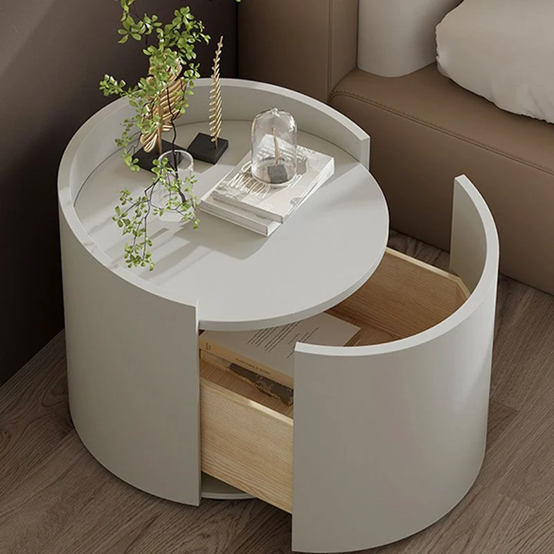 Mesa de noche contemporánea de madera maciza, mesita de noche con 1 cajón para dormitorio Blanco Clearhalo