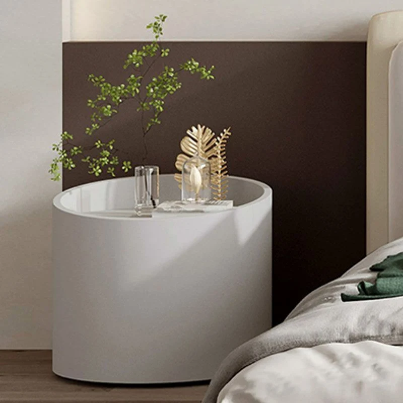 Mesa de noche contemporánea de madera maciza, mesita de noche con 1 cajón para dormitorio Blanco Clearhalo
