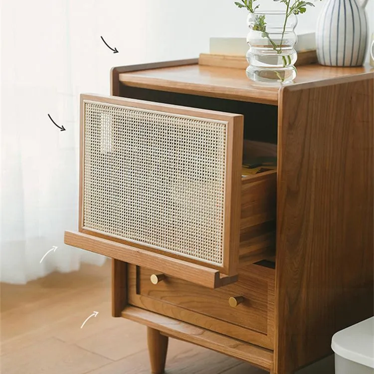 Mesa de noche contemporánea Mesita de noche de madera maciza para dormitorio Cereza Clearhalo