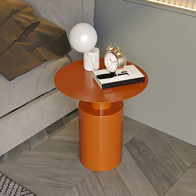 Mesa de noche contemporánea Mesita de noche redonda de metal para dormitorio Negro Clearhalo