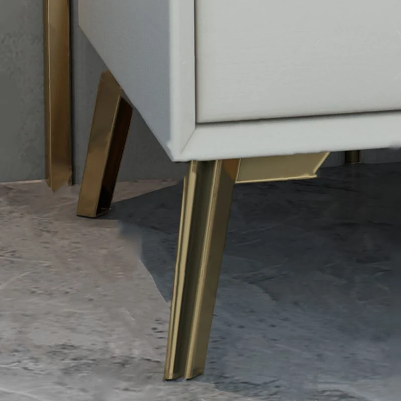 Mesa de noche Glam de 19'' de altura, madera maciza, 2 cajones, patas de piel sintética incluidas, mesita de noche Negro C...