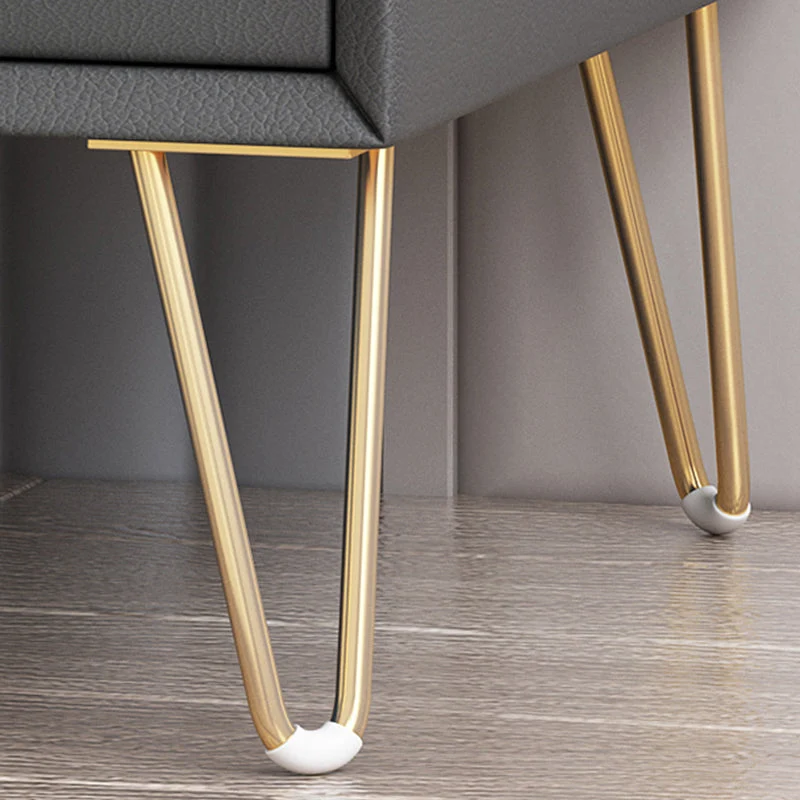 Mesa de noche Glam de 20 pulgadas de alto, 2 cajones, madera maciza, piel sintética, mesita de noche con patas Blanco Clea...