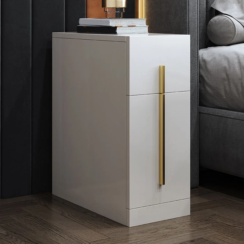 Mesa de noche de madera maciza con 2 cajones de 18,9" de altura Mesita de noche decorativa Gris Clearhalo