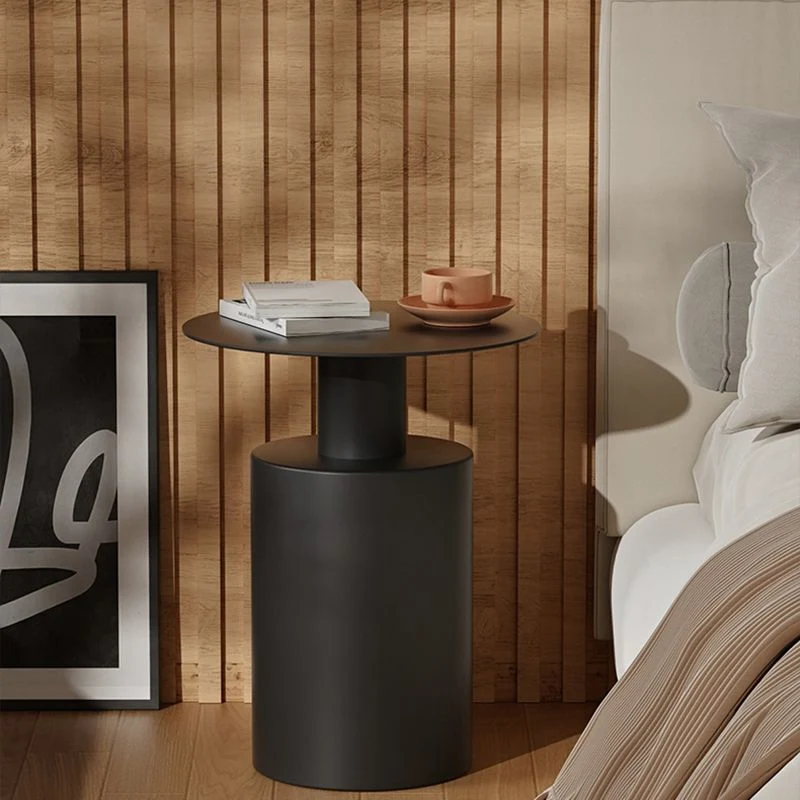 Mesa de noche moderna de 16.0 de ancho x 20.0 de alto, mesa decorativa de hierro con 1 estante Negro Clearhalo