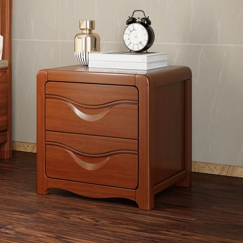 Mesa de noche moderna de madera maciza, 2 cajones, patas de 20 pulgadas de alto, mesita de noche incluida Naturales Clearhalo