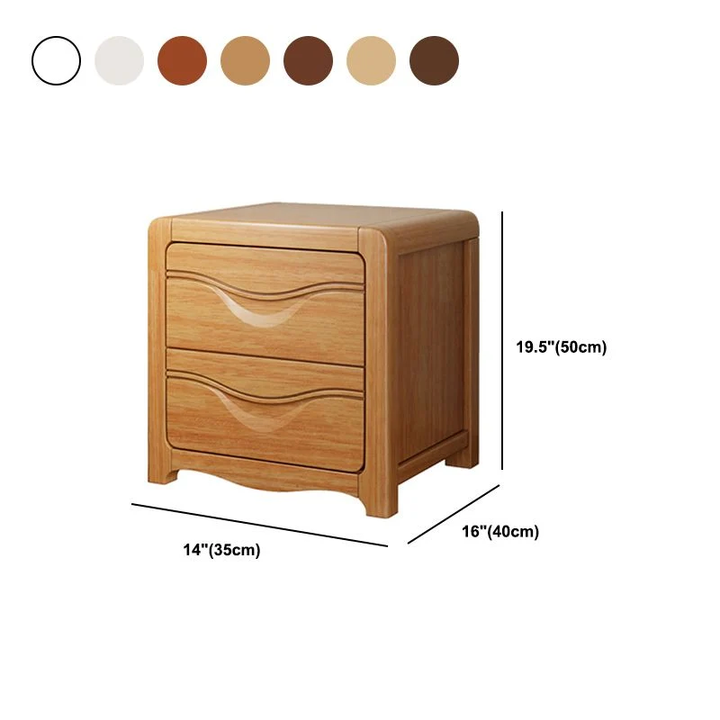 Mesa de noche moderna de madera maciza, 2 cajones, patas de 20 pulgadas de alto, mesita de noche incluida Naturales Clearhalo
