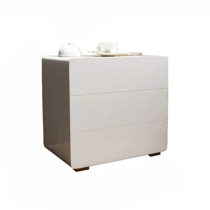 Mesa de Noche Moderna de Madera Maciza con Cajones Incluidos, Mesita de Noche en Blanco Clearhalo