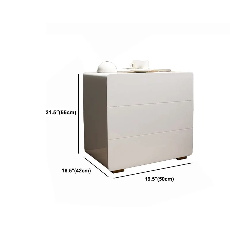 Mesa de Noche Moderna de Madera Maciza con Cajones Incluidos, Mesita de Noche en Blanco Clearhalo
