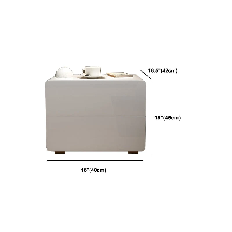 Mesa de Noche Moderna de Madera Maciza con Cajones Incluidos, Mesita de Noche en Blanco Clearhalo