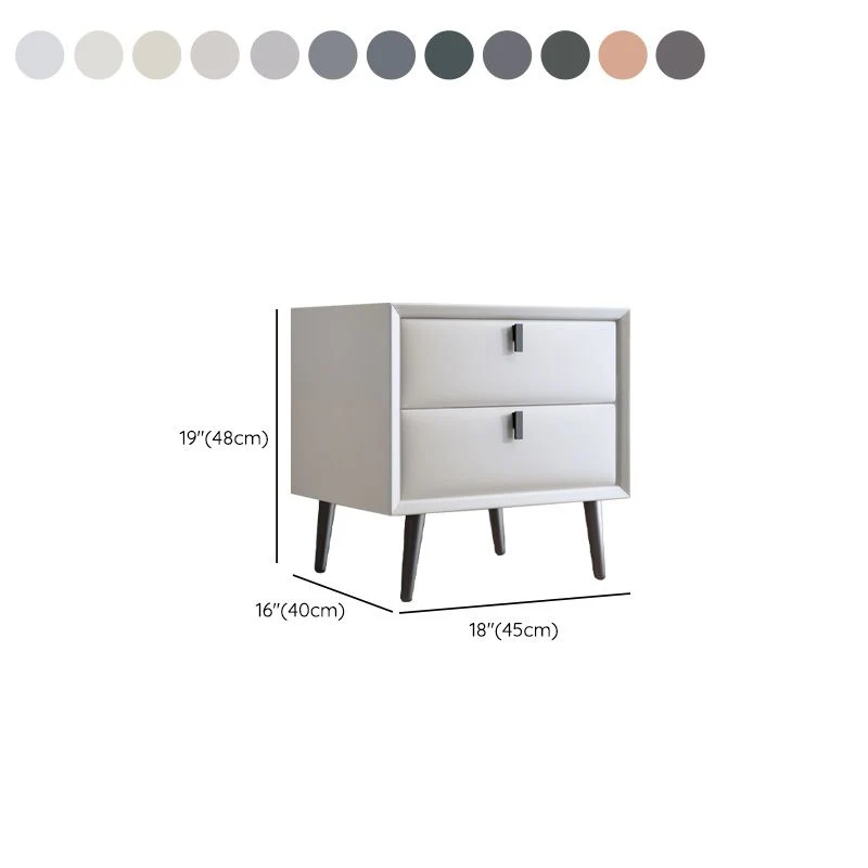 Mesa de noche moderna Mesa decorativa de cuero Mesita de noche con cajones Gris Clearhalo