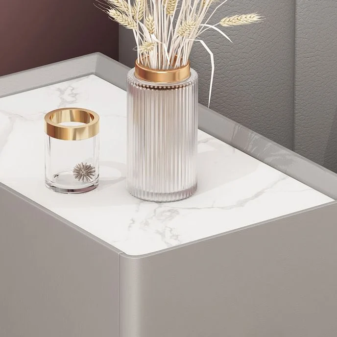 Mesa de noche rectangular Glam Stone con 4 patas y 2 cajones Naranja Clearhalo