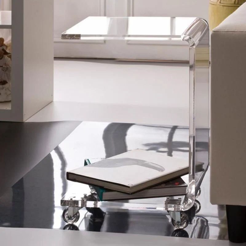 Mesita de noche de acrílico Mesita de noche minimalista de estilo moderno con poleas Clearhalo