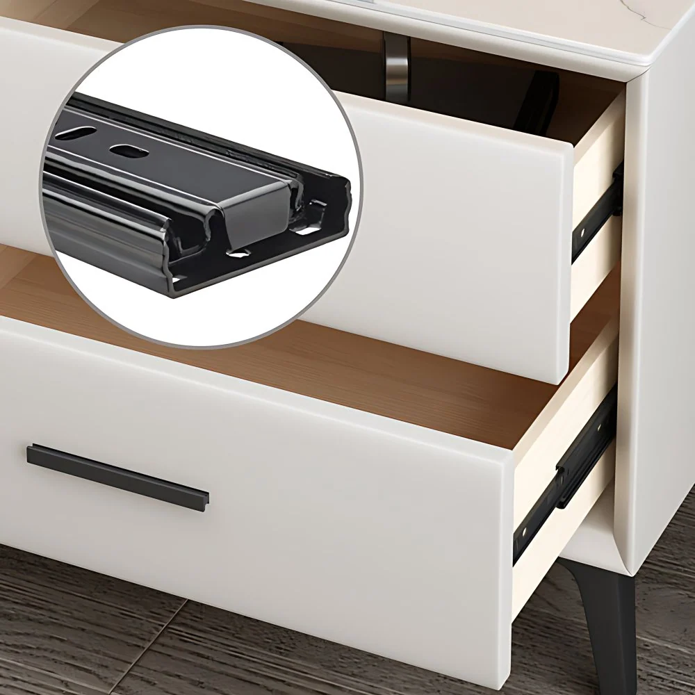 Mesita de noche de almacenamiento modernista con 2 cajones, mesita de noche de madera para el hogar Azul Clearhalo