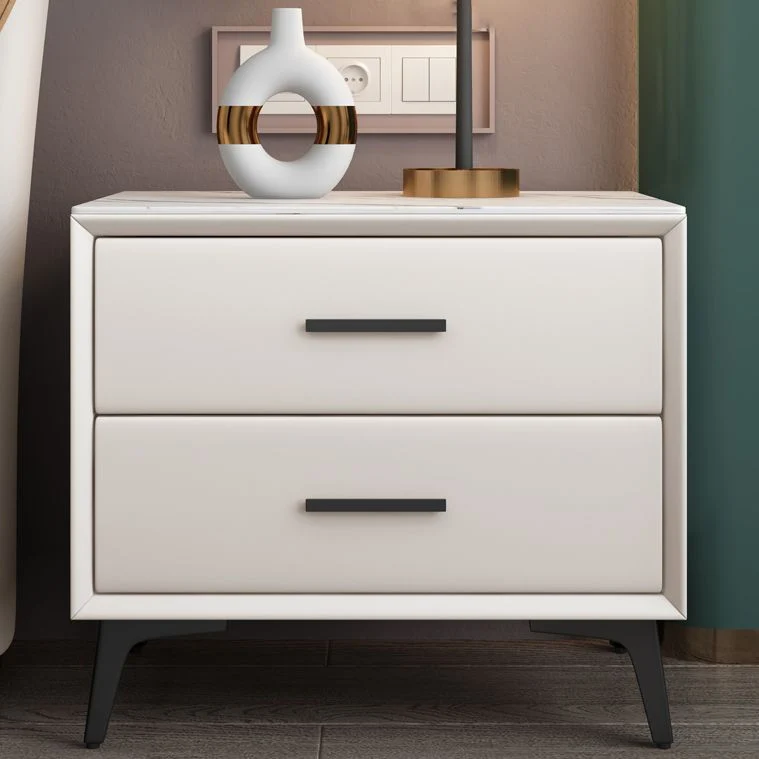 Mesita de noche de almacenamiento modernista con 2 cajones, mesita de noche de madera para el hogar Azul Clearhalo