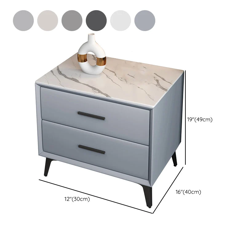 Mesita de noche de almacenamiento modernista con 2 cajones, mesita de noche de madera para el hogar Azul Clearhalo