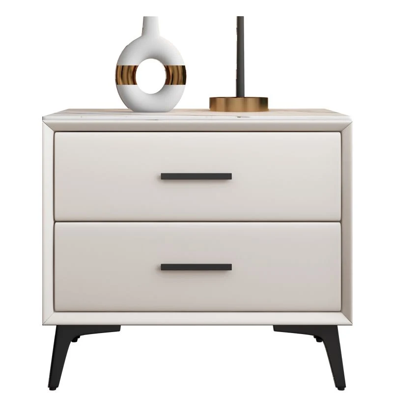 Mesita de noche de almacenamiento modernista con 2 cajones, mesita de noche de madera para el hogar Azul Clearhalo