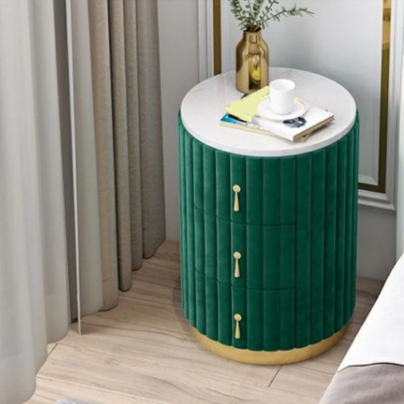 Mesita de noche de almacenamiento modernista con 3 cajones, mesita de noche para el hogar Gris Clearhalo