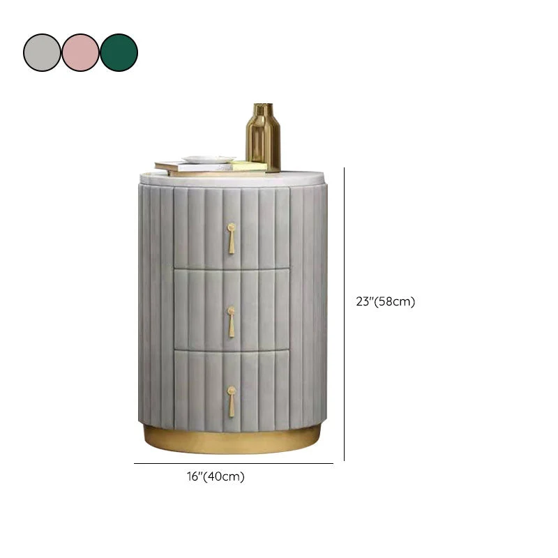 Mesita de noche de almacenamiento modernista con 3 cajones, mesita de noche para el hogar Gris Clearhalo