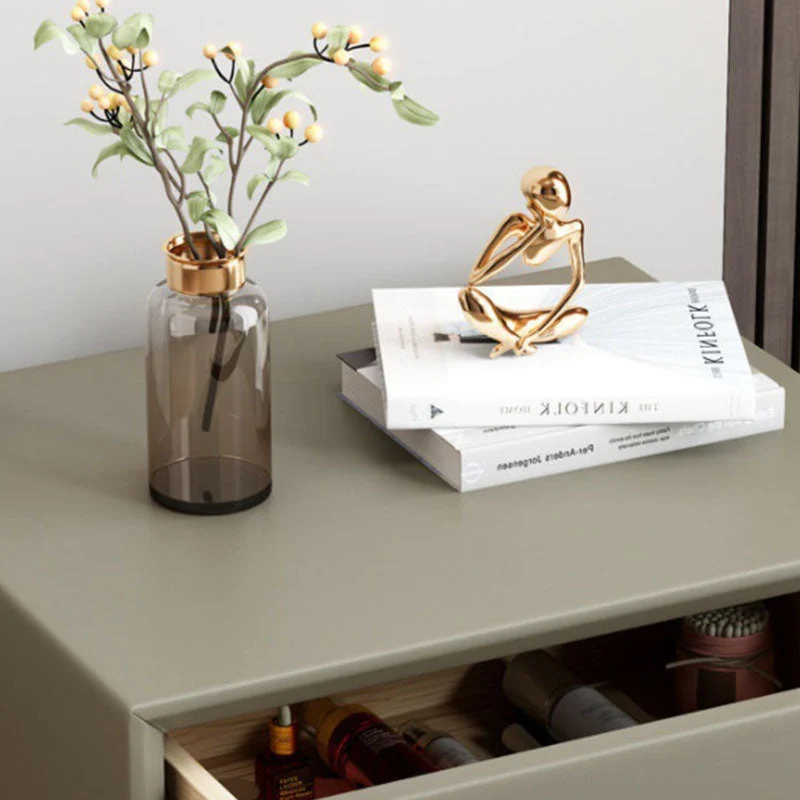 Mesita de noche de almacenamiento modernista con 2 cajones, mesita de noche para dormitorio Gris Clearhalo