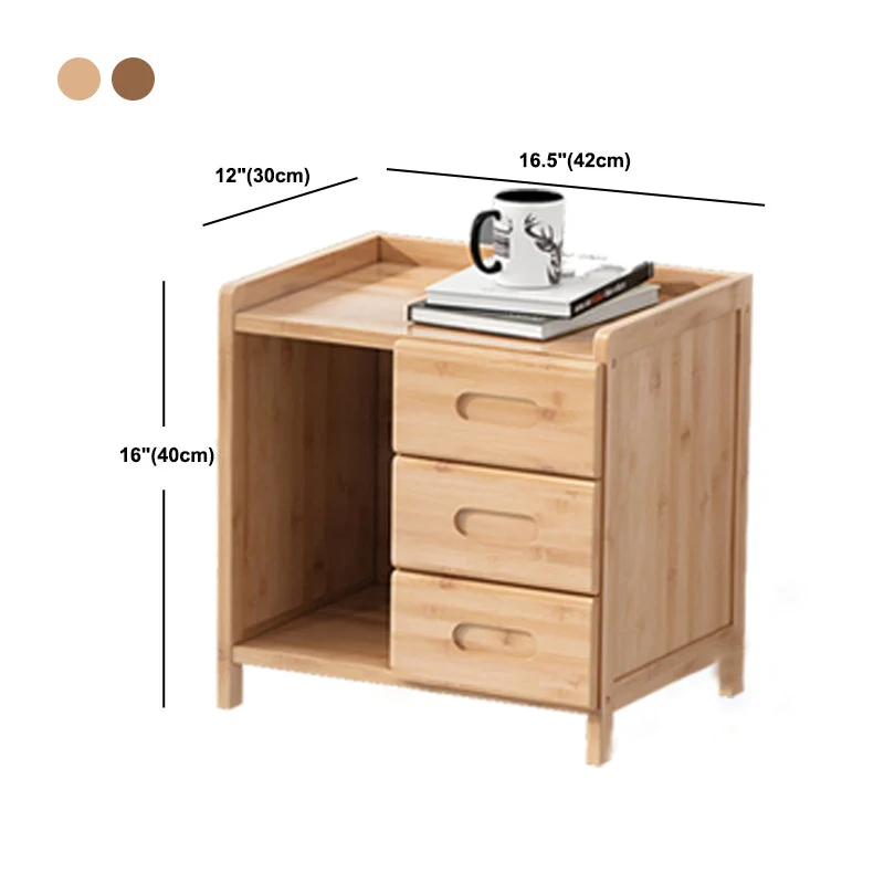 Mesita de noche de bambú para cama, mesita de noche moderna de almacenamiento abierto de 16 pulgadas de alto con patas Mar...