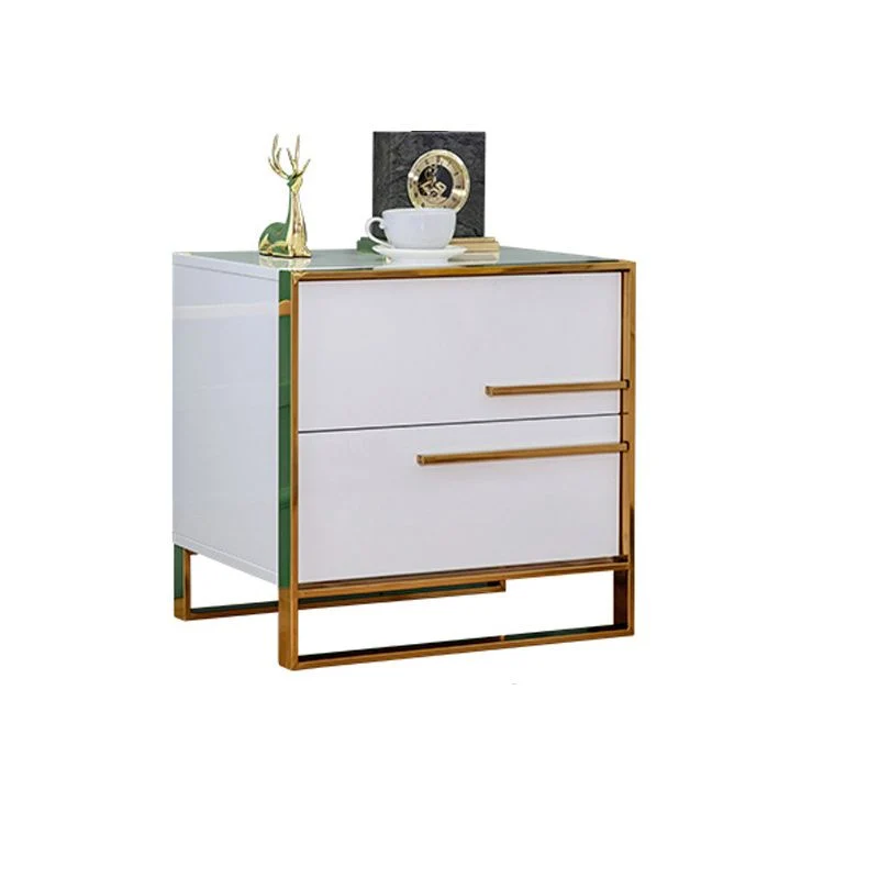 Mesita de noche blanca/negra/gris con tapa de madera maciza con estructura metálica de estilo moderno Negro Clearhalo