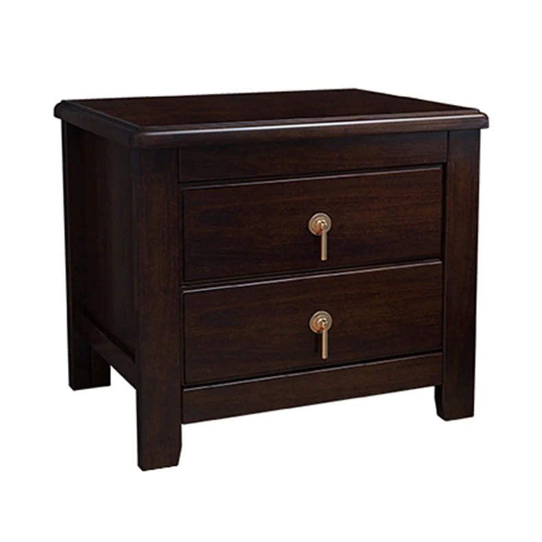 Mesita de noche de 2 cajones Mesita de noche contemporánea de madera maciza Madera espresso Clearhalo