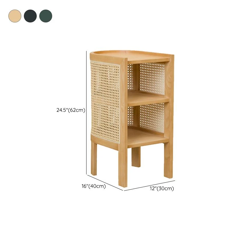 Mesita de noche con acabado antiguo y estantes, mesa decorativa contemporánea con almacenamiento abierto Naturales Clearhalo