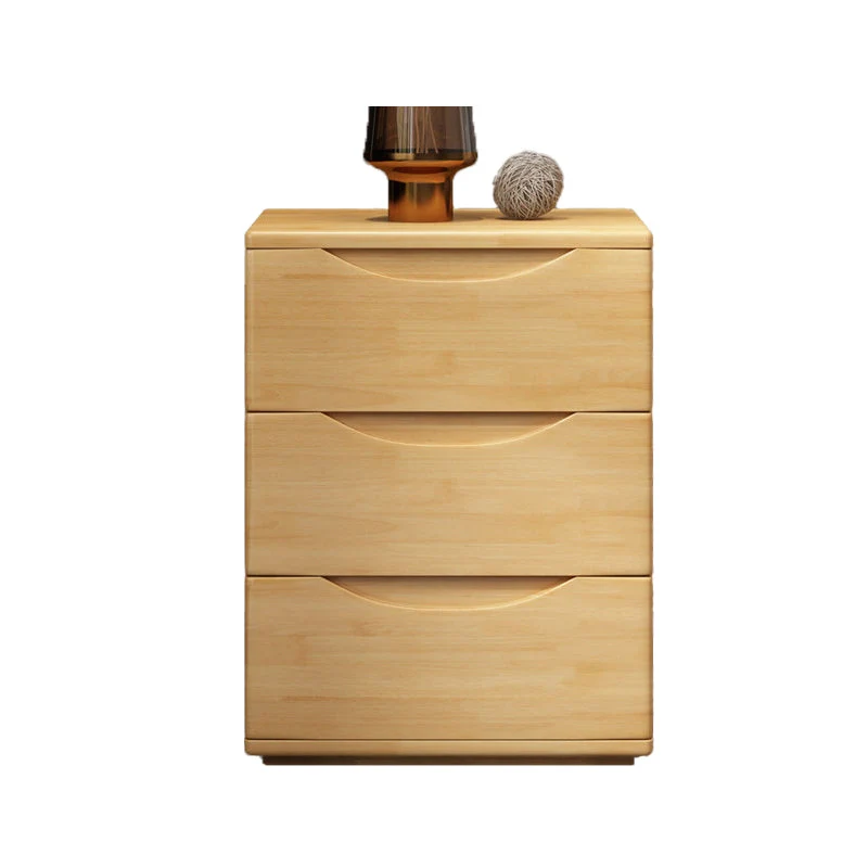 Mesita de noche con acabado antiguo, mesa decorativa contemporánea con 3 cajones Naturales Clearhalo