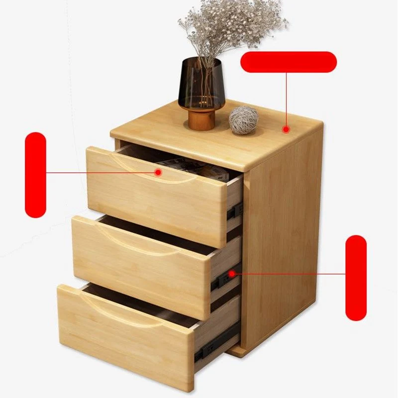 Mesita de noche con acabado antiguo, mesa decorativa contemporánea con 3 cajones Naturales Clearhalo