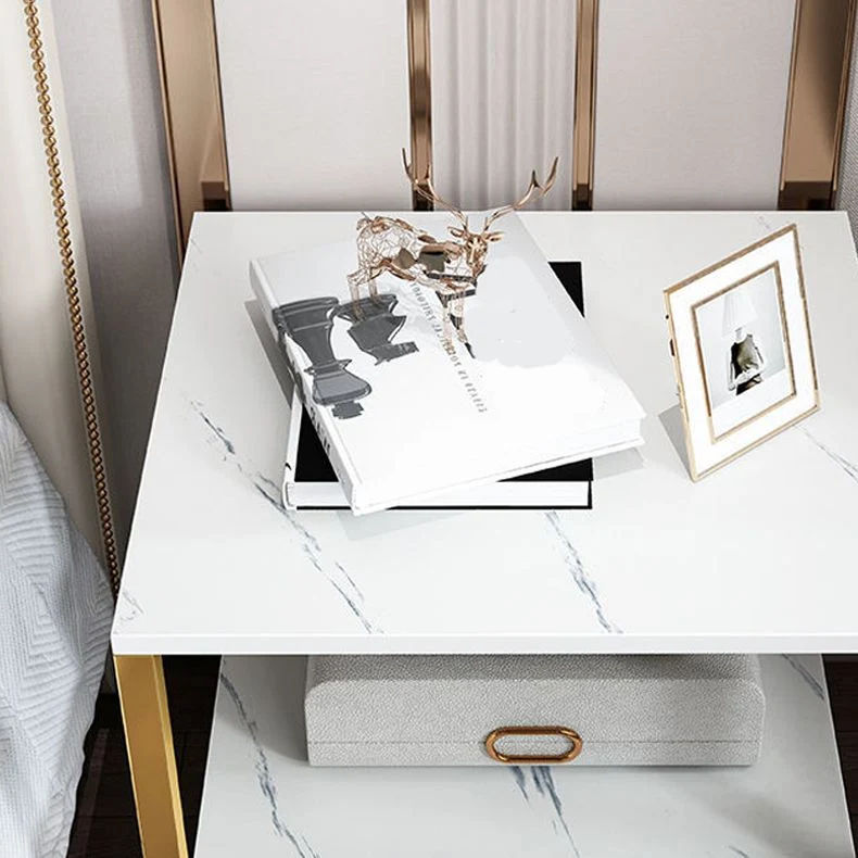 Mesita de noche con acento de madera Glam, mesita de noche de 19,68" de alto Blanco Clearhalo