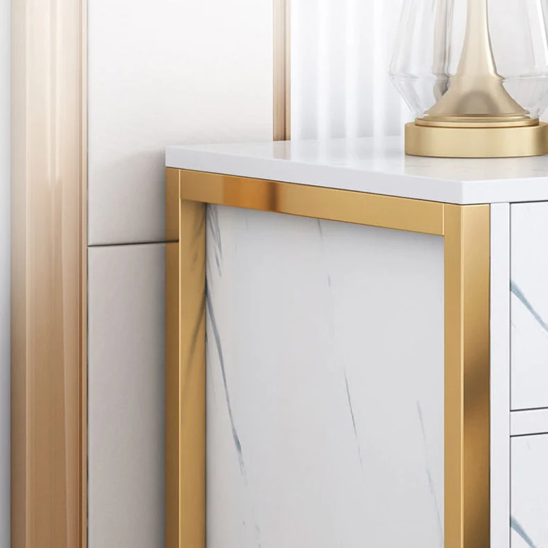 Mesita de noche con acento de madera Glam, mesita de noche de 19,68" de alto Blanco Clearhalo