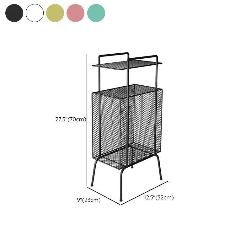 Mesita de noche con acento de metal, estantes, mesita de noche de almacenamiento para dormitorio Negro Clearhalo