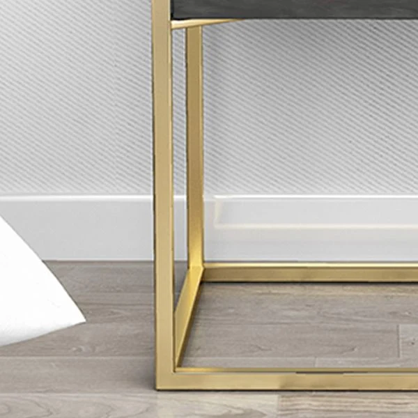 Mesita de noche con acento de piedra, mesita de noche contemporánea para dormitorio Blanco Clearhalo
