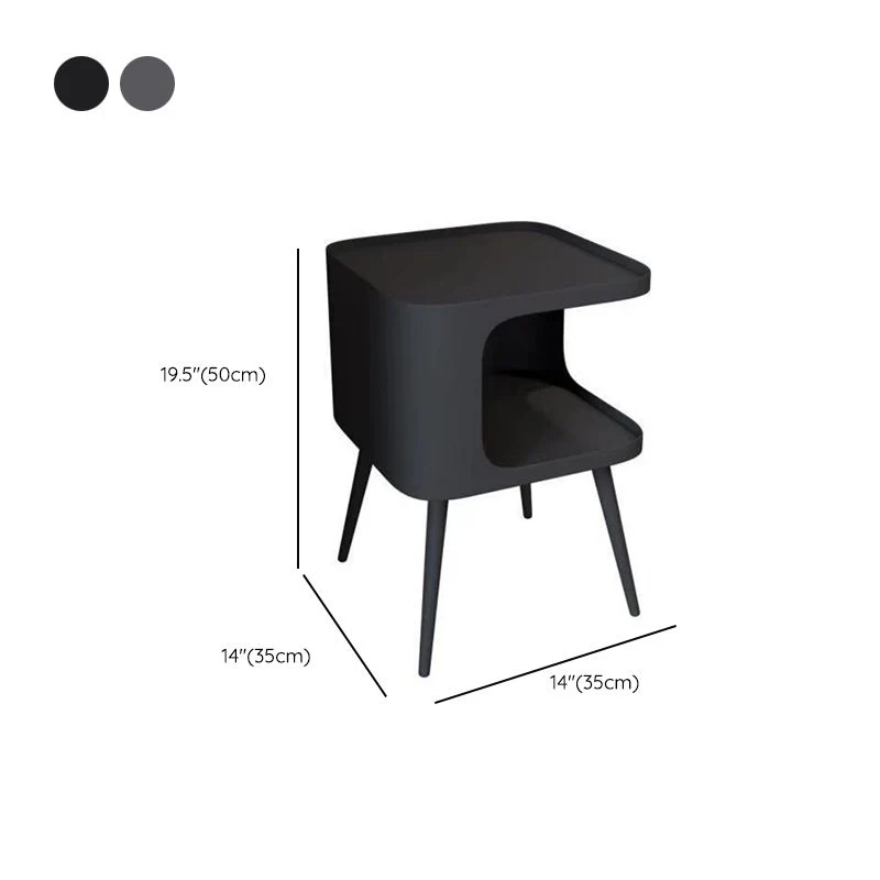 Mesita de noche con almacenamiento abierto Mesita de noche contemporánea para dormitorio Negro Clearhalo