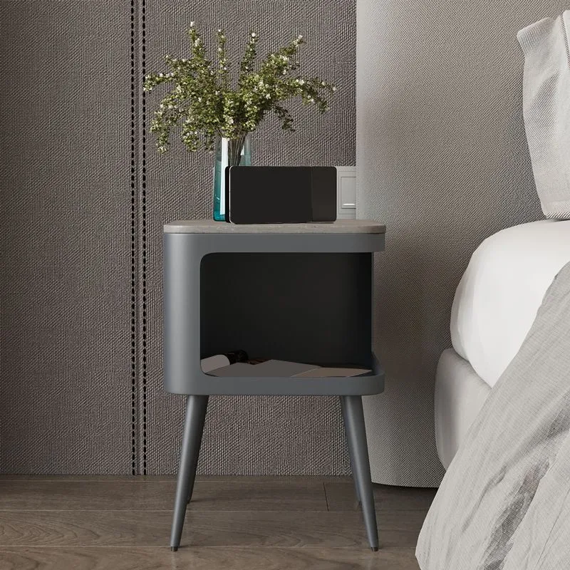 Mesita de noche con almacenamiento abierto Mesita de noche contemporánea para dormitorio Negro Clearhalo