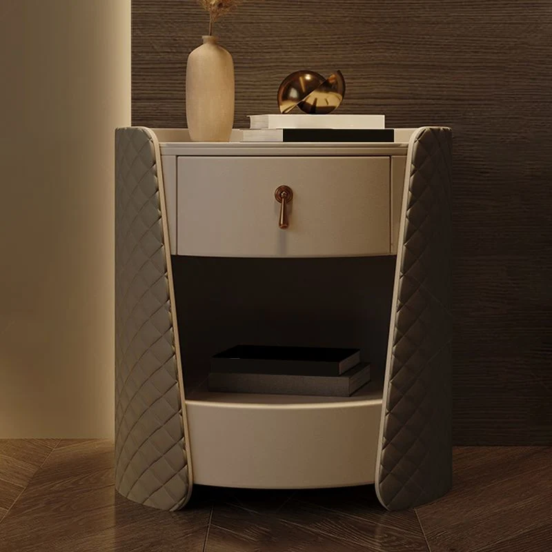 Mesita de noche con 1 cajón Glam Accent Mesita de noche con acabado antiguo Clearhalo