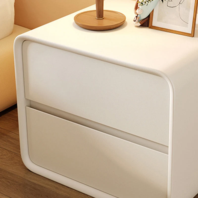 Mesita de noche con cajón y mesa decorativa contemporánea Blanco Clearhalo