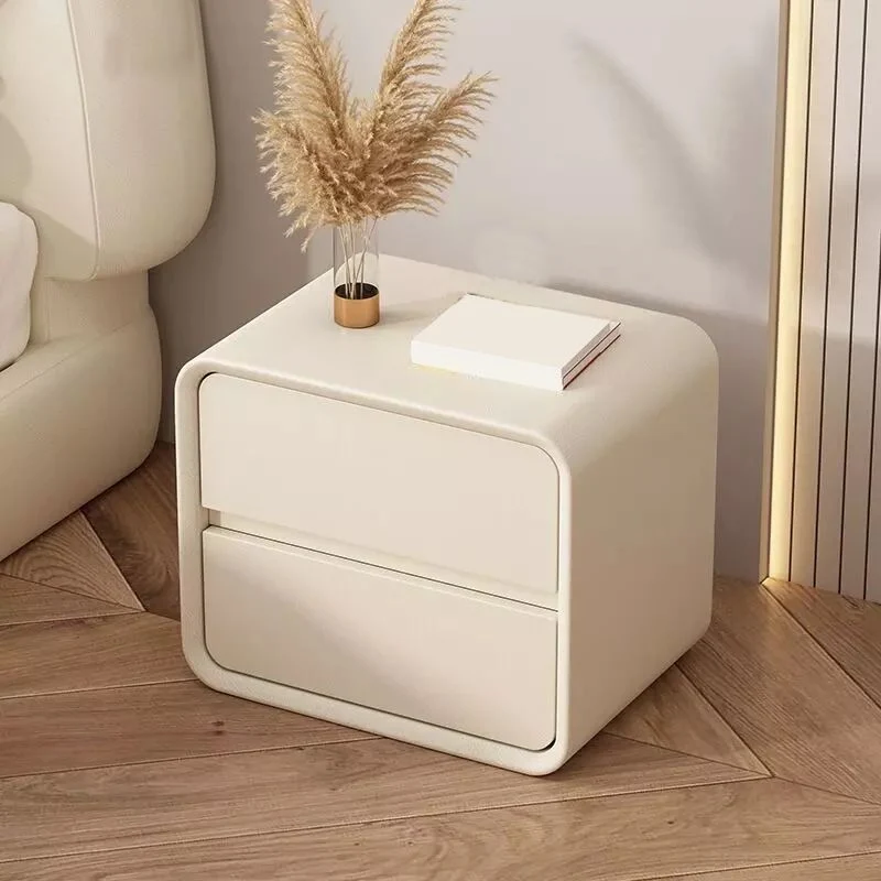 Mesita de noche con cajón y mesa decorativa contemporánea Blanco Clearhalo
