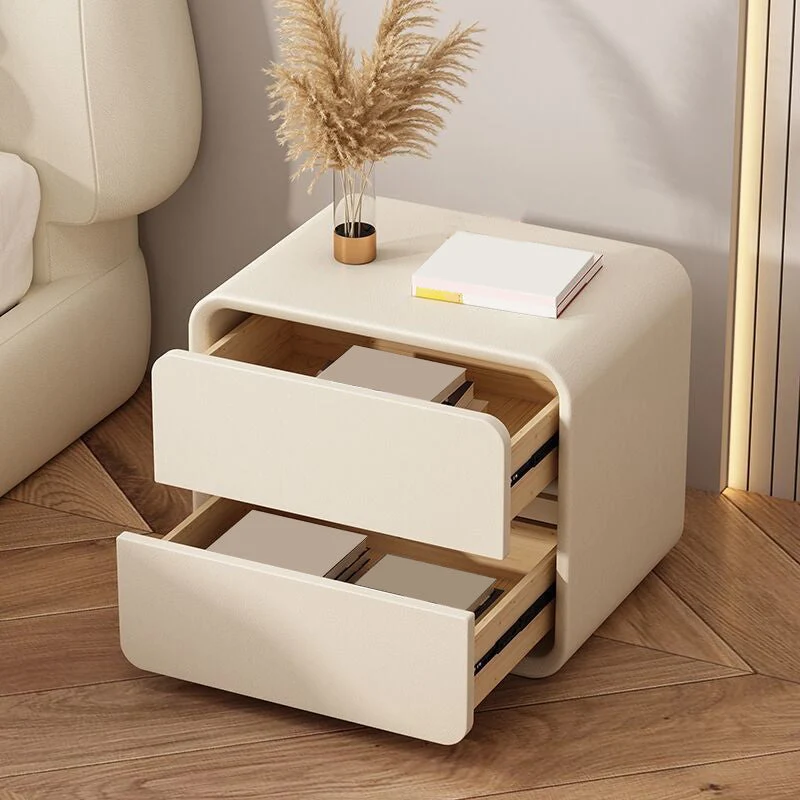 Mesita de noche con cajón y mesa decorativa contemporánea Blanco Clearhalo