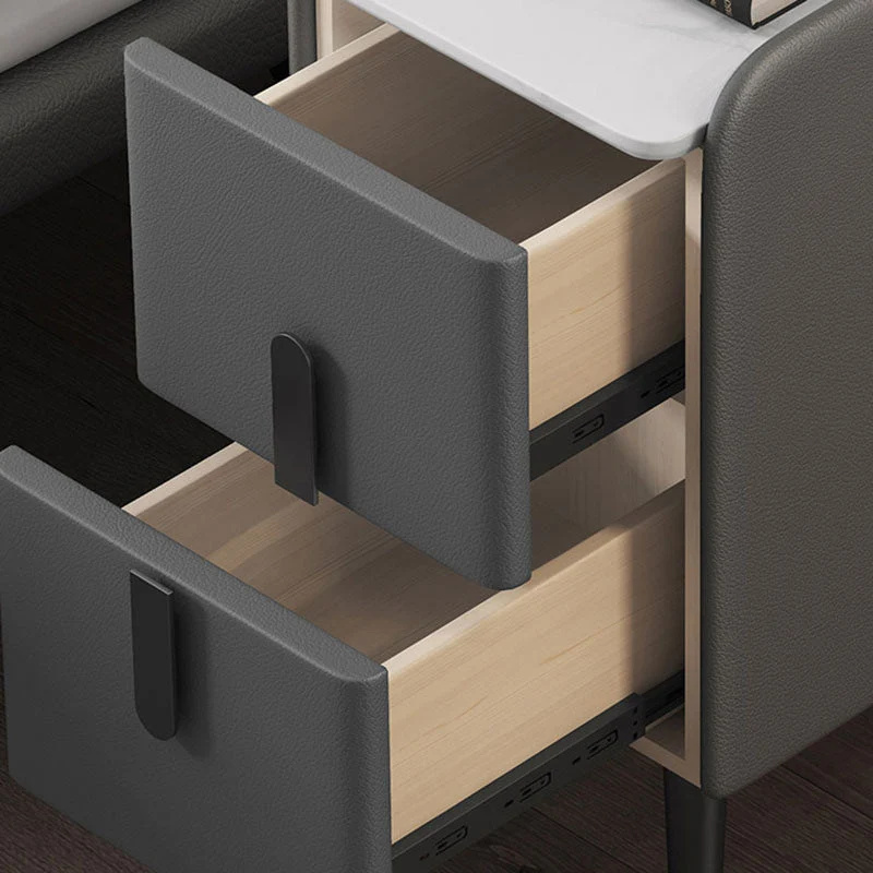 Mesita de noche con 2 cajones, mesa decorativa contemporánea, acabado antiguo, mesita de noche con patas Marron Clearhalo