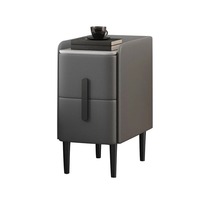 Mesita de noche con 2 cajones, mesa decorativa contemporánea, acabado antiguo, mesita de noche con patas Marron Clearhalo