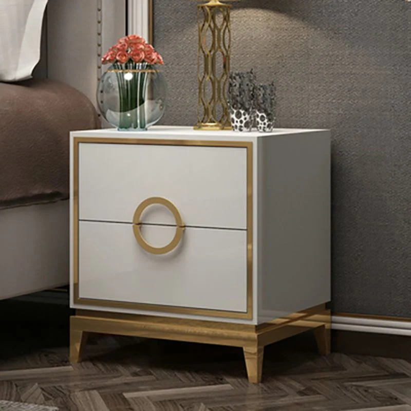Mesita de noche con 2 cajones, mesita de noche glamorosa de madera maciza de 19,67" de alto Blanco Clearhalo