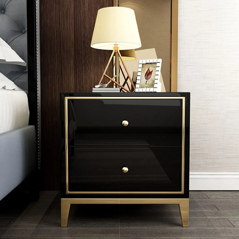 Mesita de noche con 2 cajones, mesita de noche glamorosa de madera maciza de 19,67" de alto Blanco Clearhalo